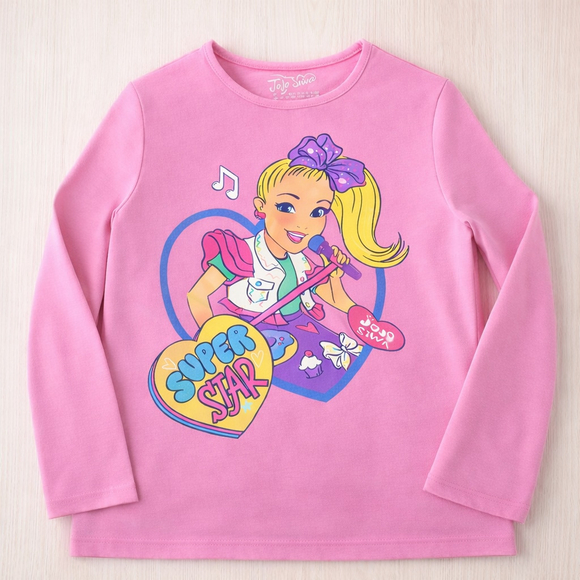 JoJo Siwa Girls Pink Long Sleeve Shirt Super Star Graphic Kids XL 14/16 - Picture 2 of 5